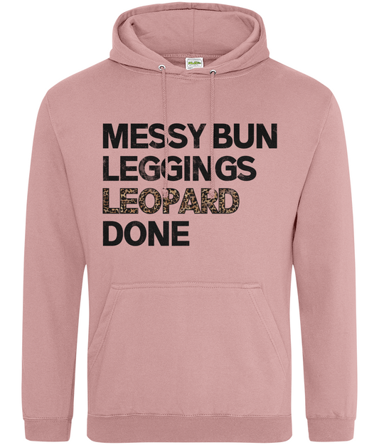 Messy Bun Leggings Leopard Done Hoodie