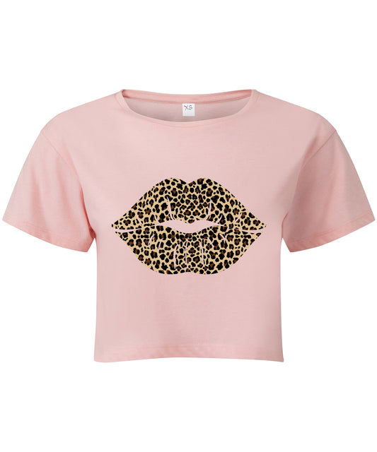 Leopard Lips Cropped T-shirt