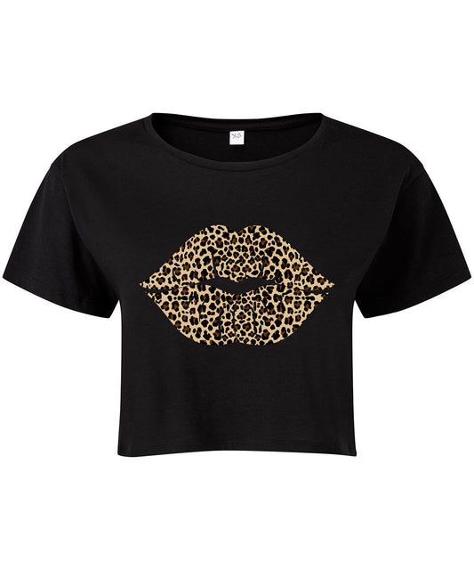 Leopard Lips Cropped T-shirt