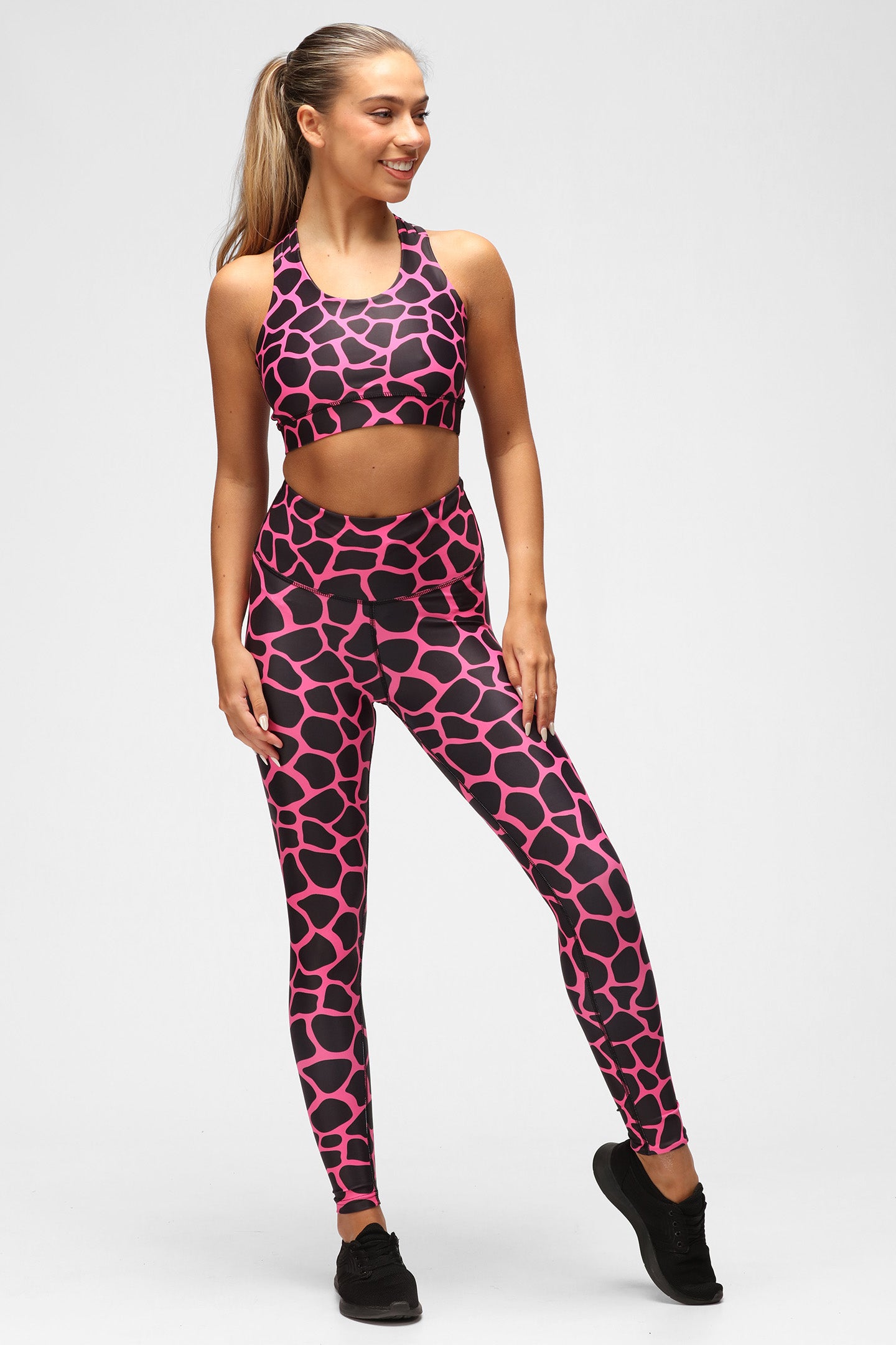 TIKIBOO Black + White Leopard Print leggings gym running yoga size