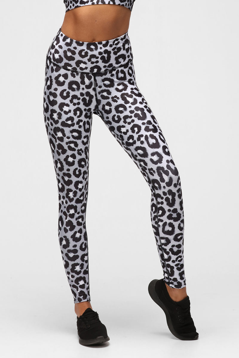 Silver leopard compression leggings