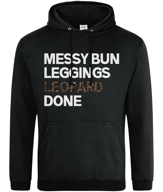 Messy Bun Leggings Leopard Done Hoodie