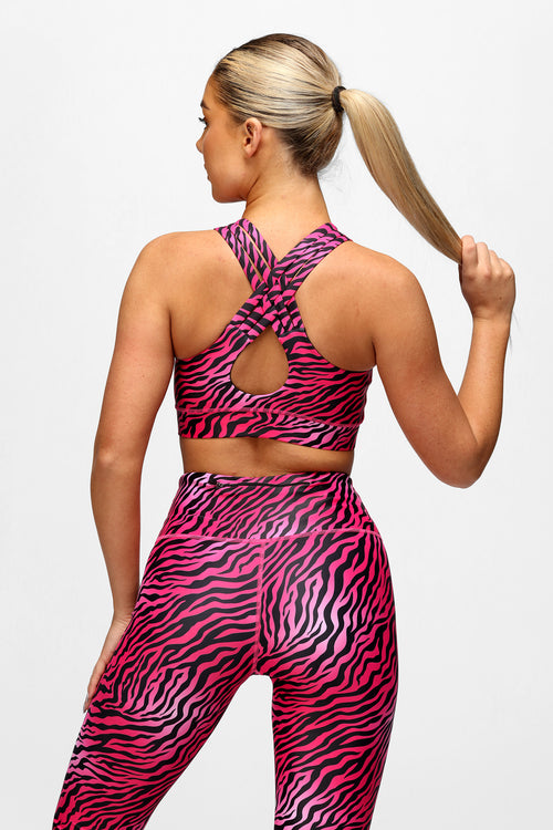 Fuchsia Zebra Cross Back Bra