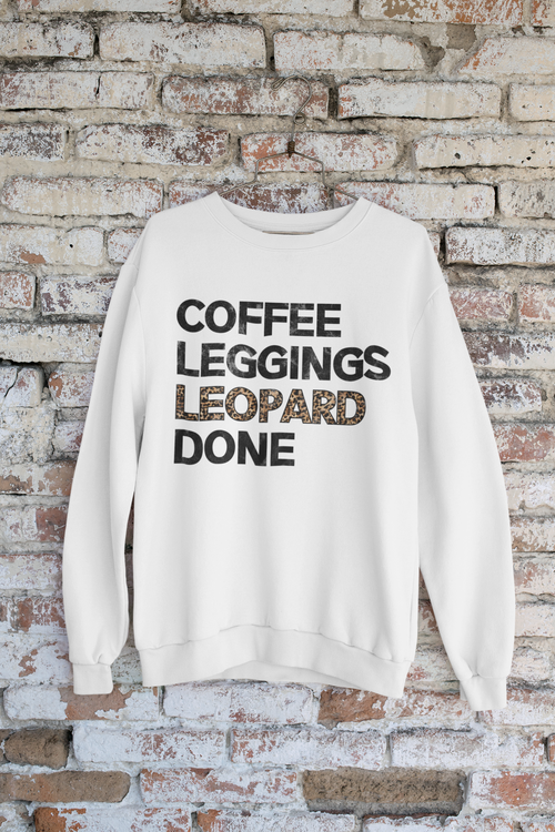 Coffee, Leggings, Leopard Sweatshirt